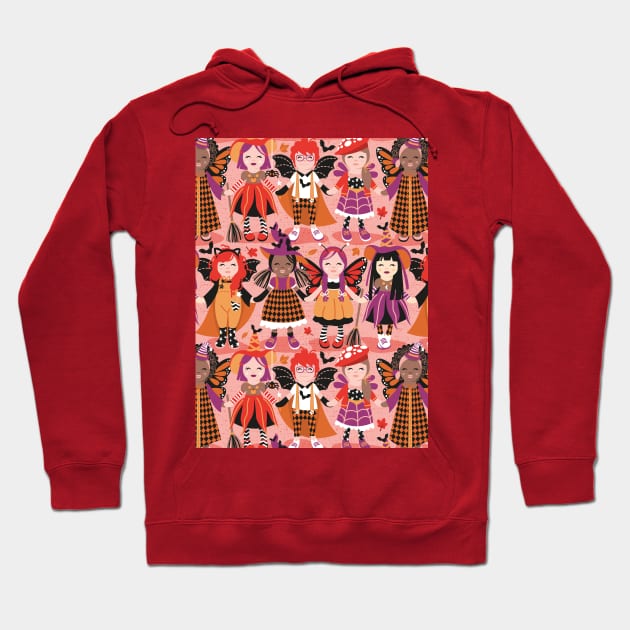 Witches dance // pattern // pink background red orange and berry pink halloween fantasy costumes Hoodie by SelmaCardoso